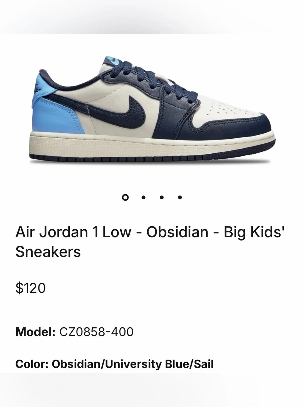Air Jordan 1 Low - Nike Kids Sneakers - Navy Blue/Light Blue/Off-White
